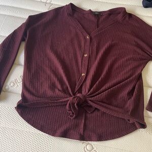 Women's Burgundy Button-Up Top